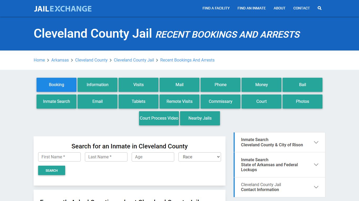 Cleveland County Jail AR Recent Arrests and Bookings